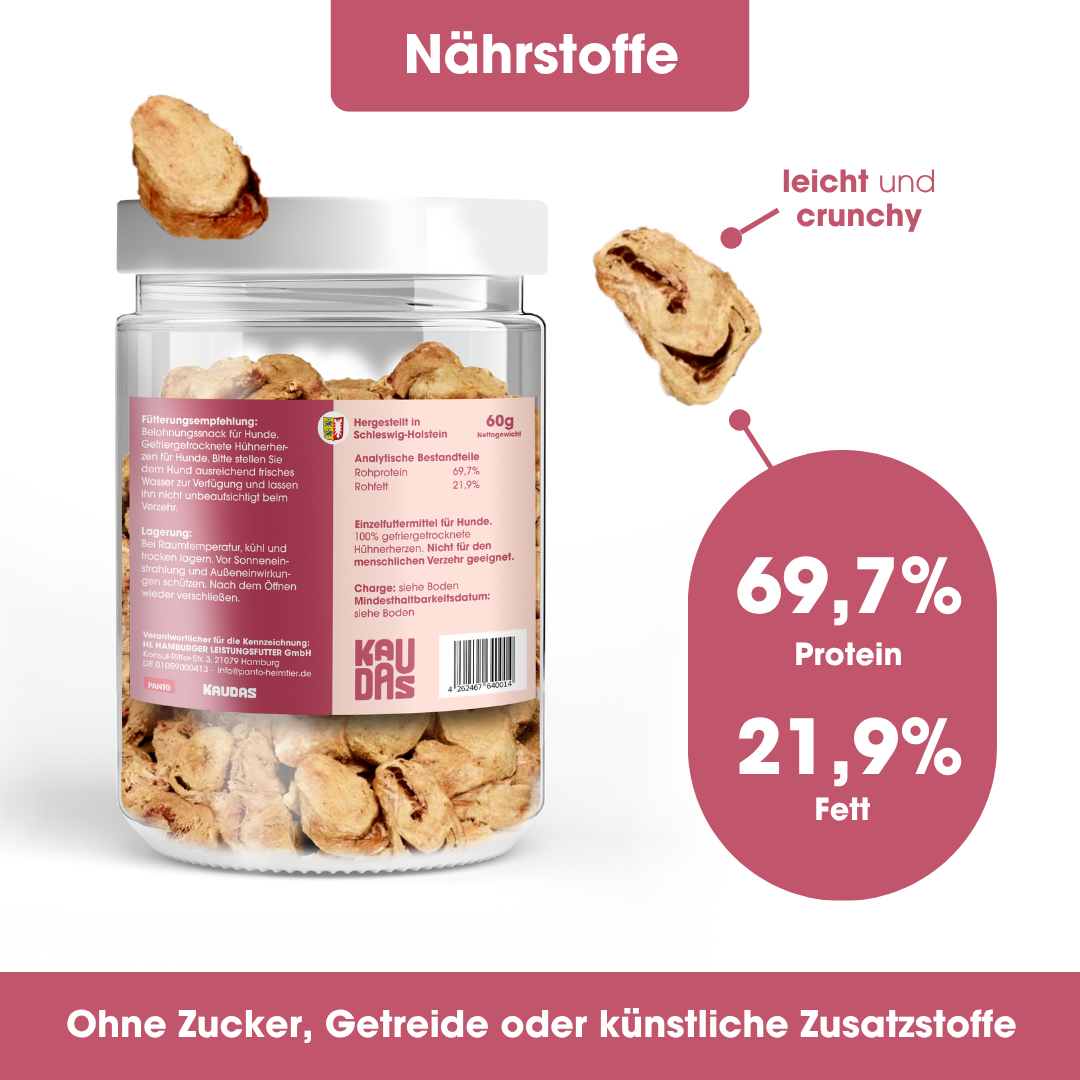 Chicken heartsPure natural snack (60g = 286g fresh)
