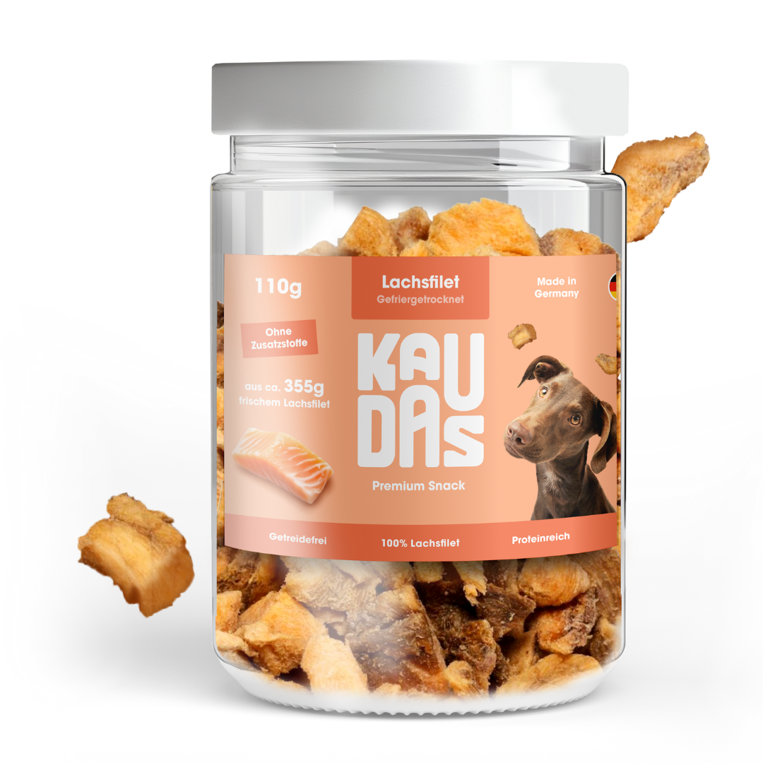 KauDas LachsPur Natursnack | 110g Dose | Premium-Qualitt  Kaudas