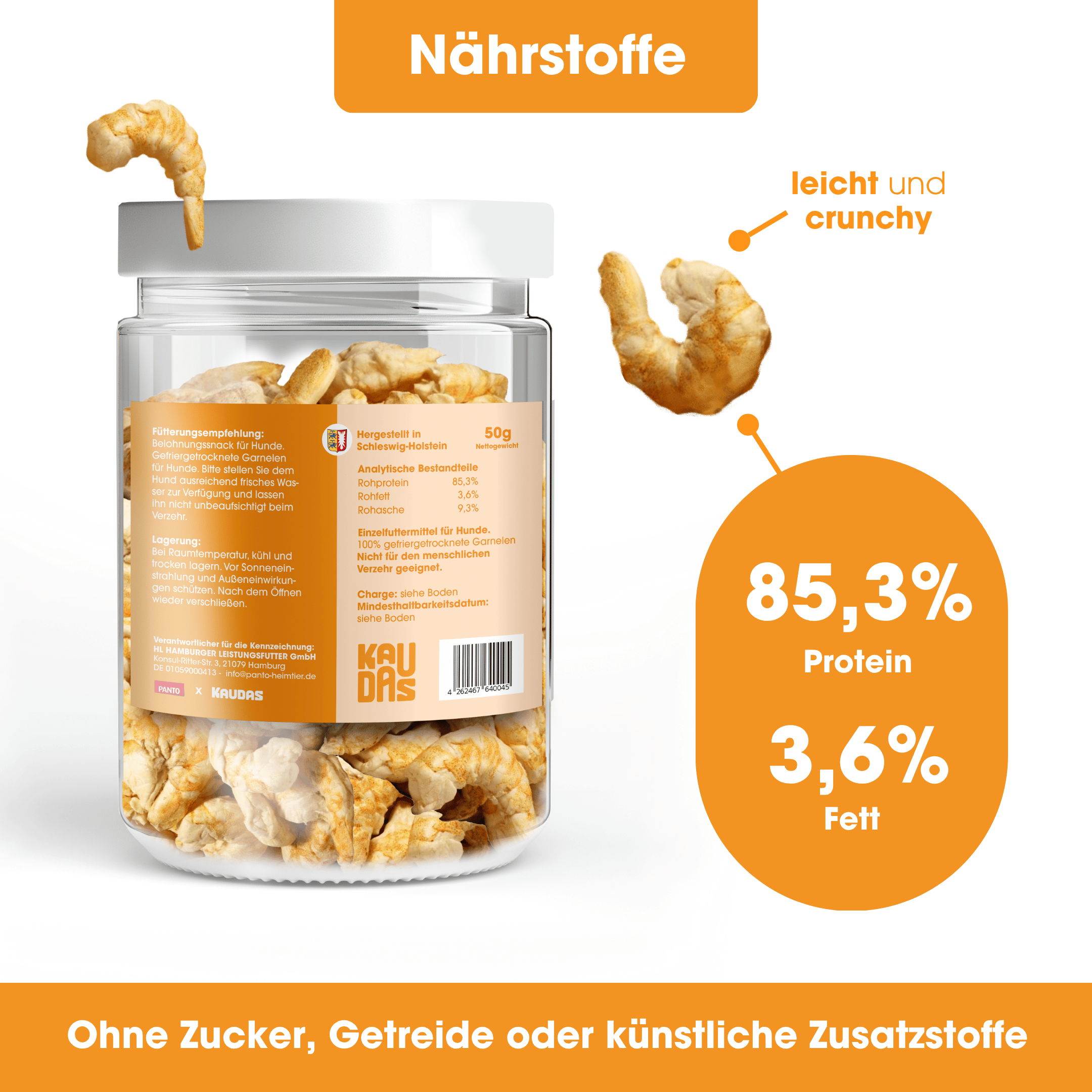 PrawnPur natural snack (50g = 455g fresh)